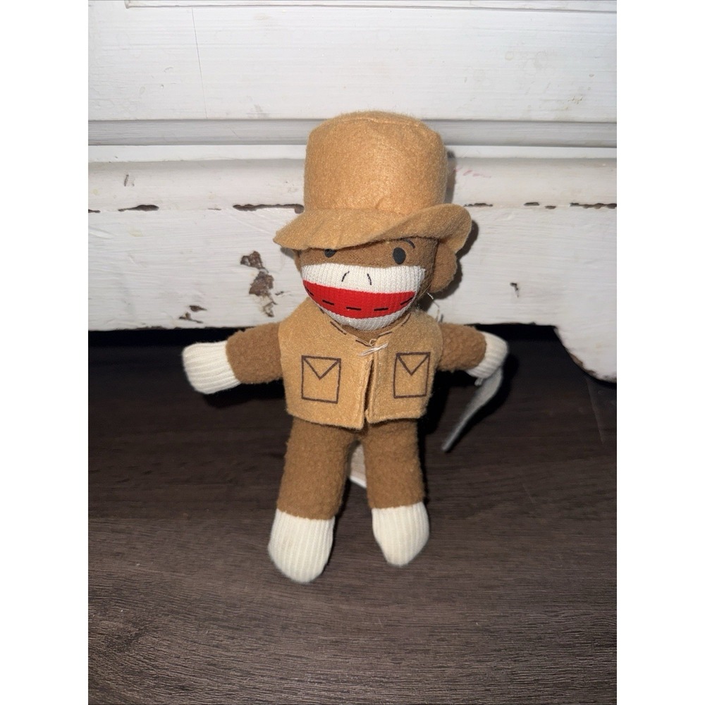 Fisherman Sock Monkey Plush Keychain Stuffed Animal 6" Toy DanDee